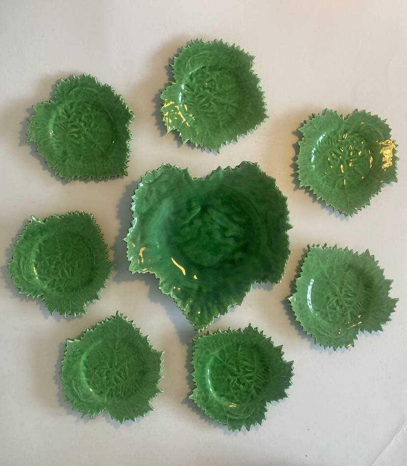 Cake service, 8 pieces, vine leaves - Pottery