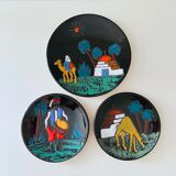 Collection of 3 wall plates 50's, ceramic plates, westgerman pottery