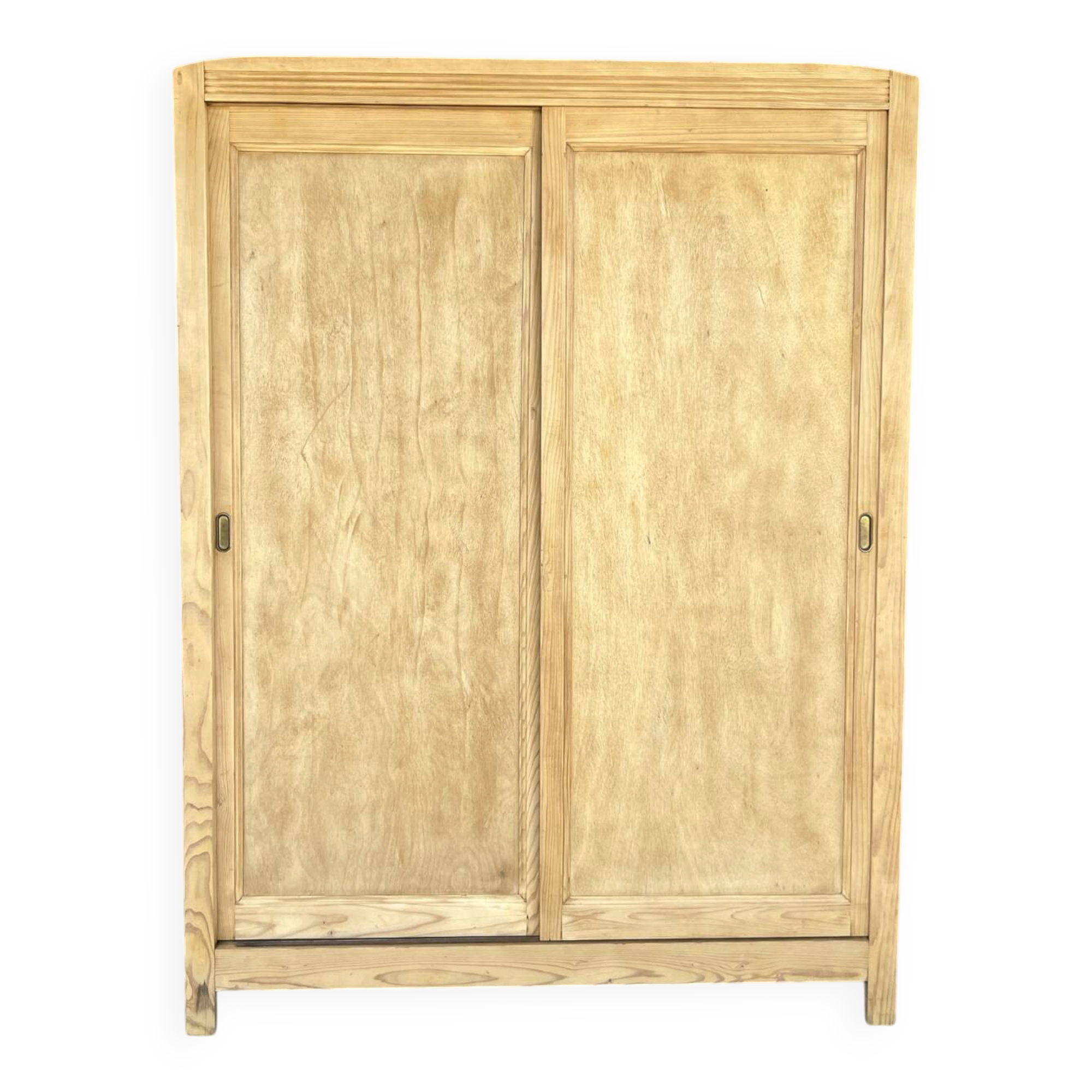 Sliding door wardrobe in raw wood