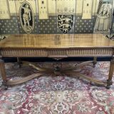 Louis xvi style mid-style table in restored walnut