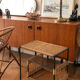 Metal and woven wicker side table – 1970s/80s