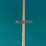 TABLE DE BRIDGE A SYSTEME 1960 CHENE CLEAR GREEN FABRIC