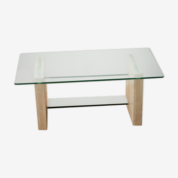 Travertine Marble Table with glass