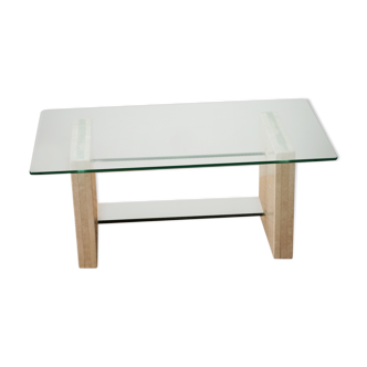 Travertine Marble Table with glass