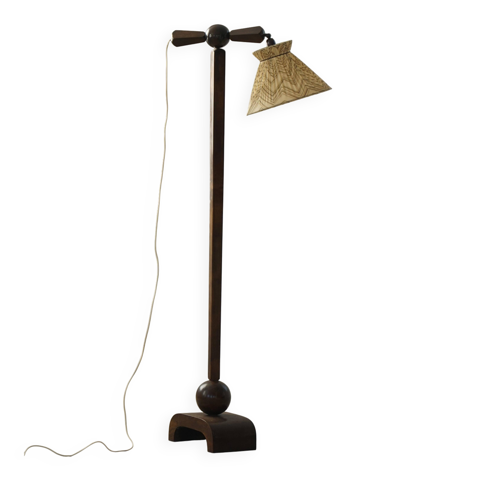 Scandinavian Funkis floor lamp with original shade, Denmark, Art Deco, 1930s