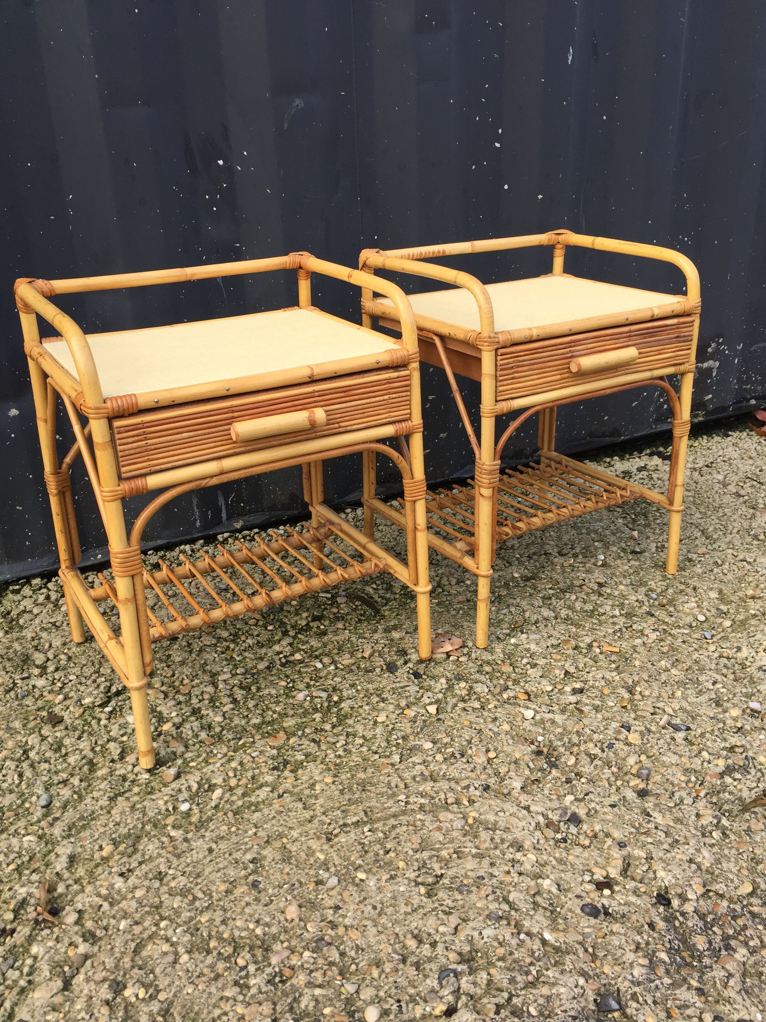 Pair of rattan nightstands 60s