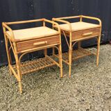Pair of rattan nightstands 60s
