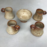 Pyrite stoneware cups and bowl from La Borne
