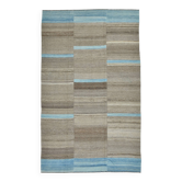 6x10 Blue Brown Handmade Kilim Rug, 190x308Cm