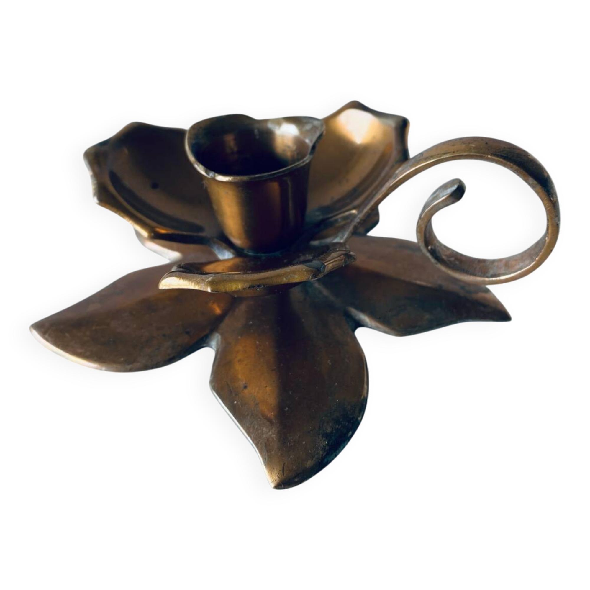 Brass flower candle holder