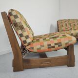 Pair of vintage oak armchairs 1970