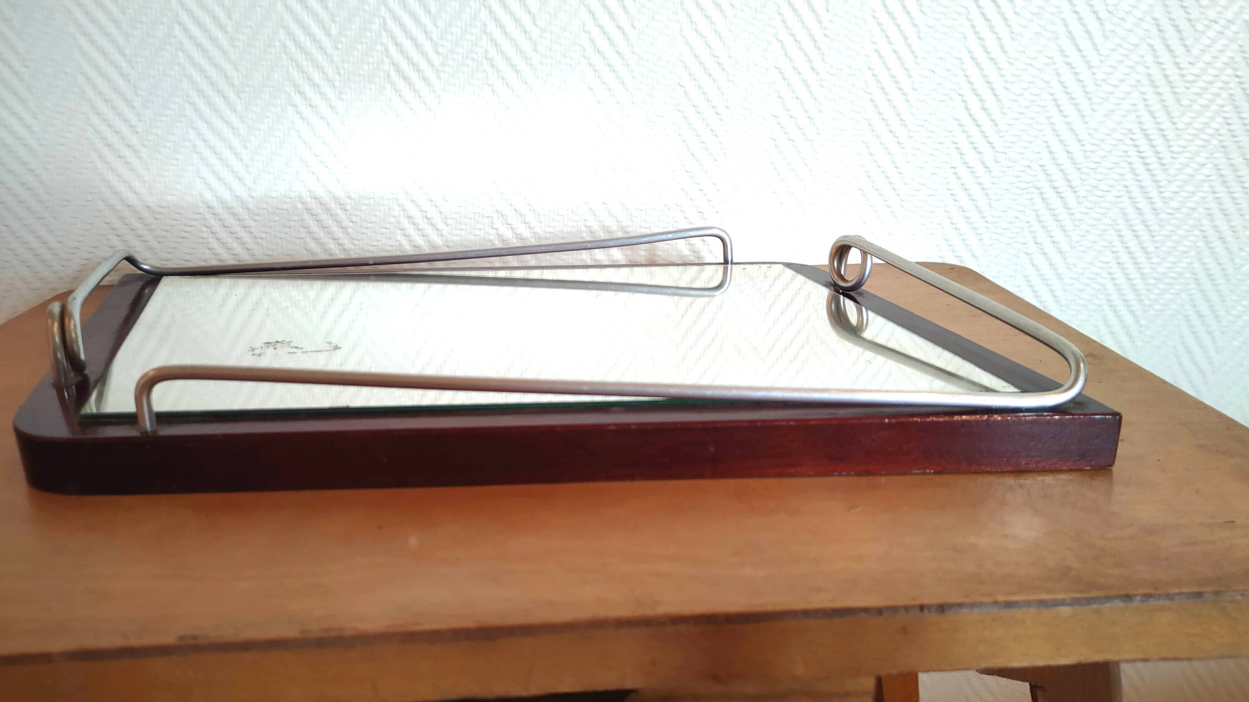 Mirror top free form wood and metal 60s