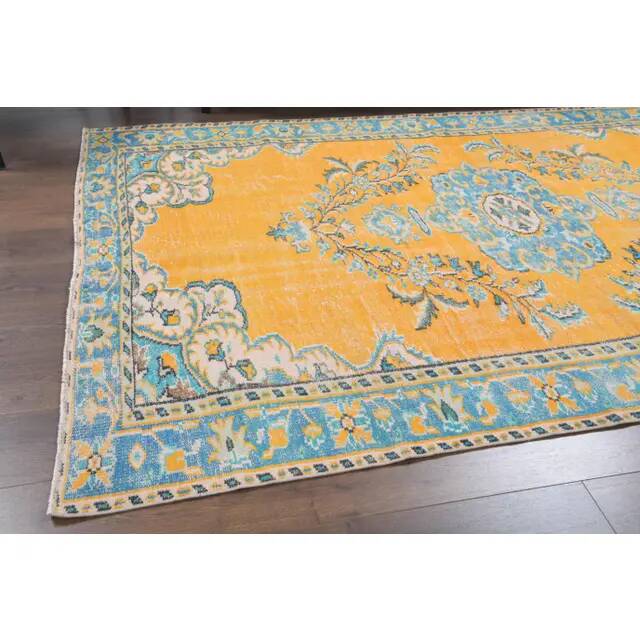 1970s Vintage Turkish Hand-Knotted Wool Cotton Brown Area Rug 176x274