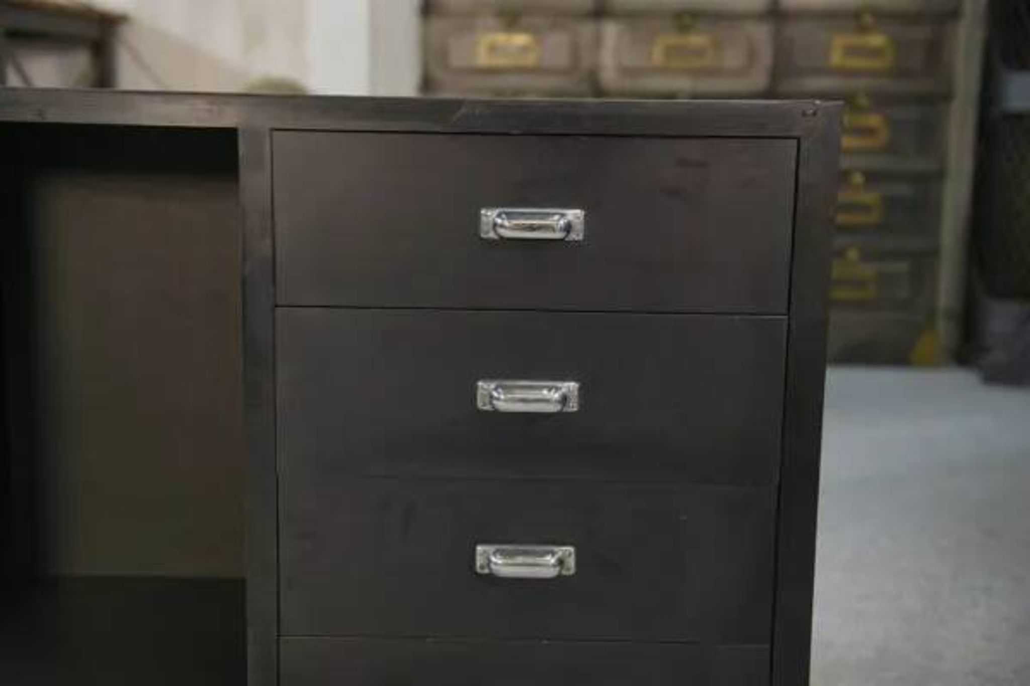 Set of 2 smoked mirrored dressing tables/jewelry counters with drawers 1970s