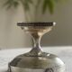 Antique glass and silver-plated metal cup