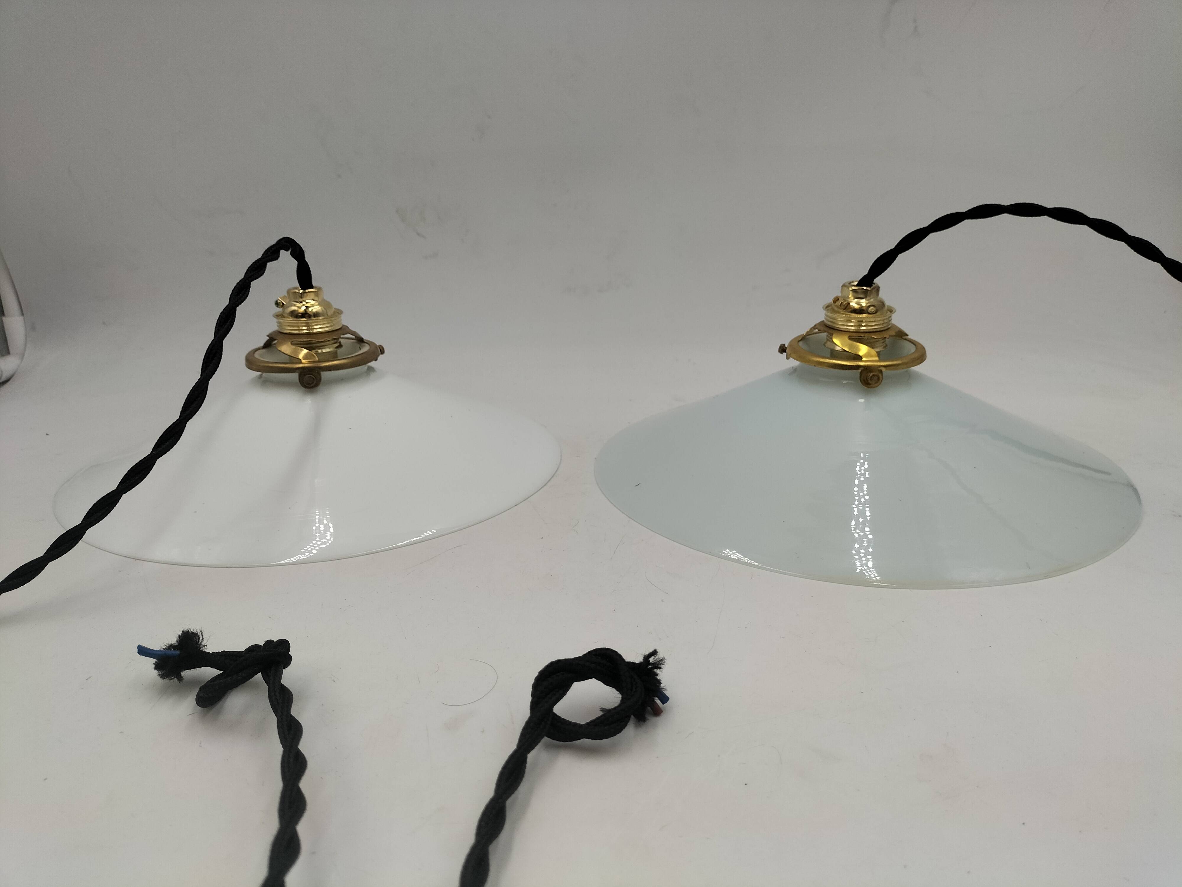 2 opaline pendant lights