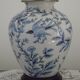 Blue & White Chinoiserie Ginger Jar Table Lamp Raised Bird & Floral Moti