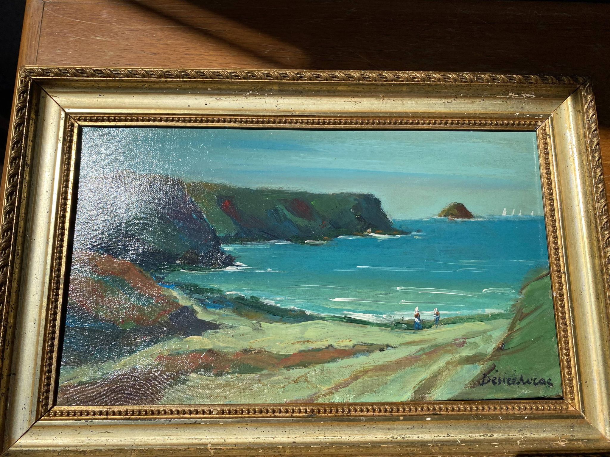 Marine painting by Désiré-Lucas, early 20th century, oil on canvas.