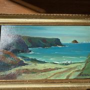 Marine painting by Désiré-Lucas, early 20th century, oil on canvas.