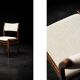 Chaises en teck et tissu beige danois modernes du milieu du siècle, ensemble de 4