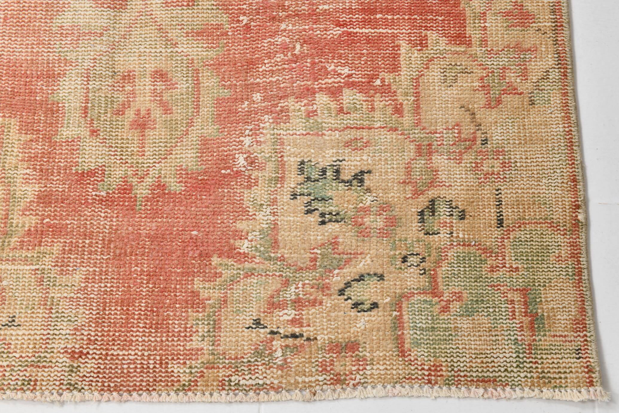 4x7 Red & Salmon Oriental Pattern Vintage Rug, 120x213Cm