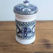 Covered ceramic pot, Tunisian artisan – 1970s – Blue and turquoise