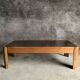 Coffee table in light wood and smoked glass, 1980s