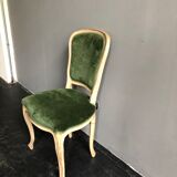 Chaise en bois et velours vert de style néoclassique Flamant