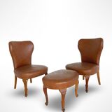 Set of the side chairs and stool for leg, 1950s.