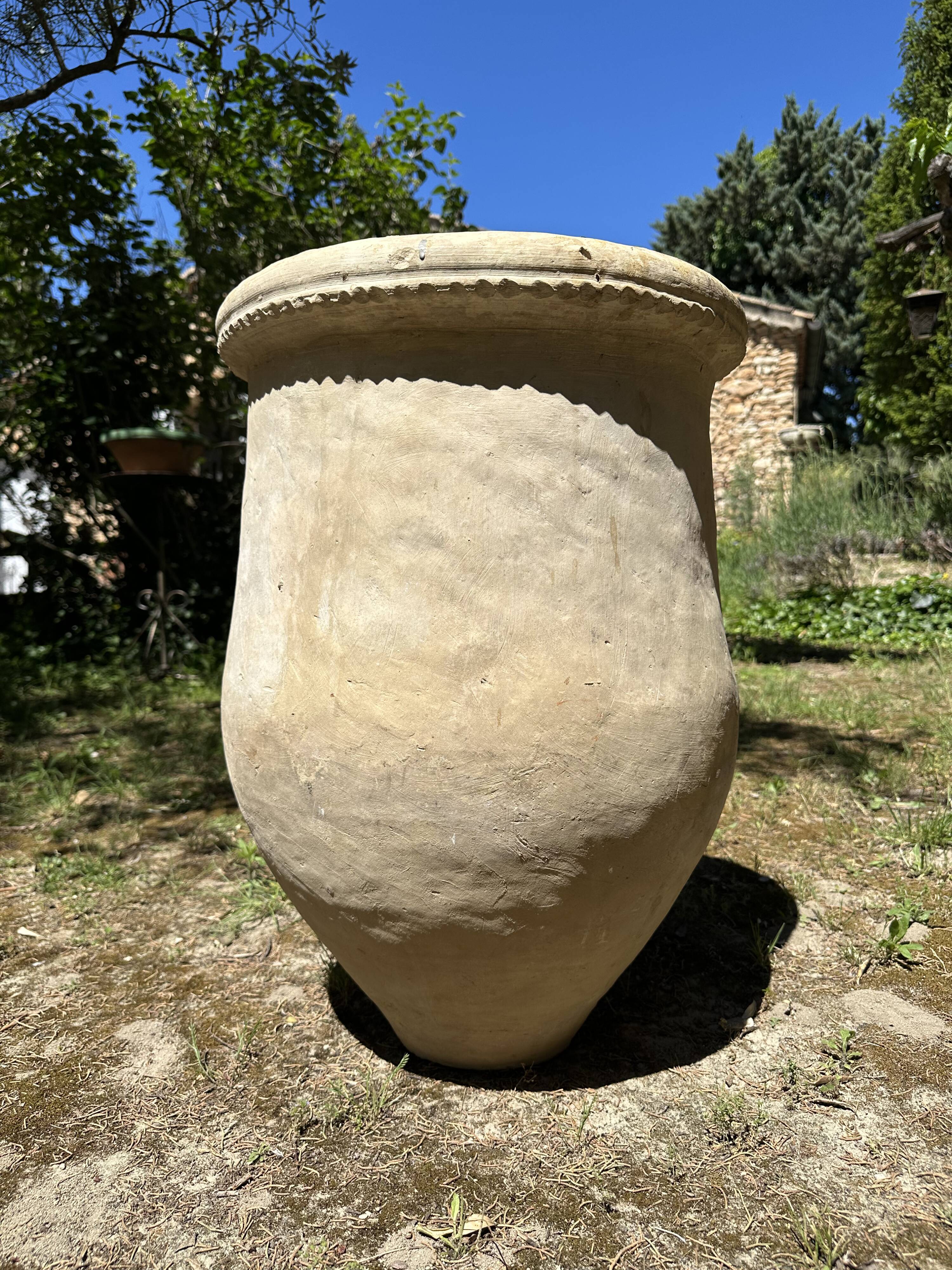 Ancient terracotta pottery jar from the 19th century.