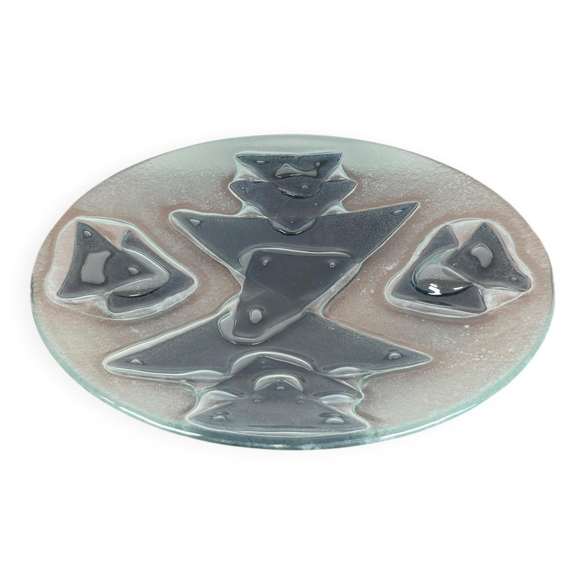 Large glass art bowl from mid-century Danish design, 1960s.