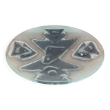 Large glass art bowl from mid-century Danish design, 1960s.