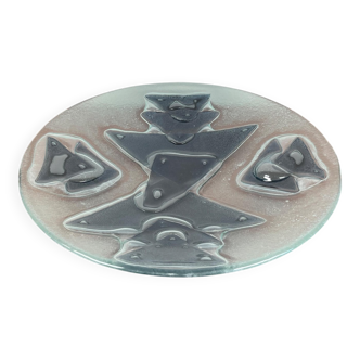 Large glass art bowl from mid-century Danish design, 1960s.