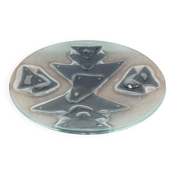 Large glass art bowl from mid-century Danish design, 1960s.
