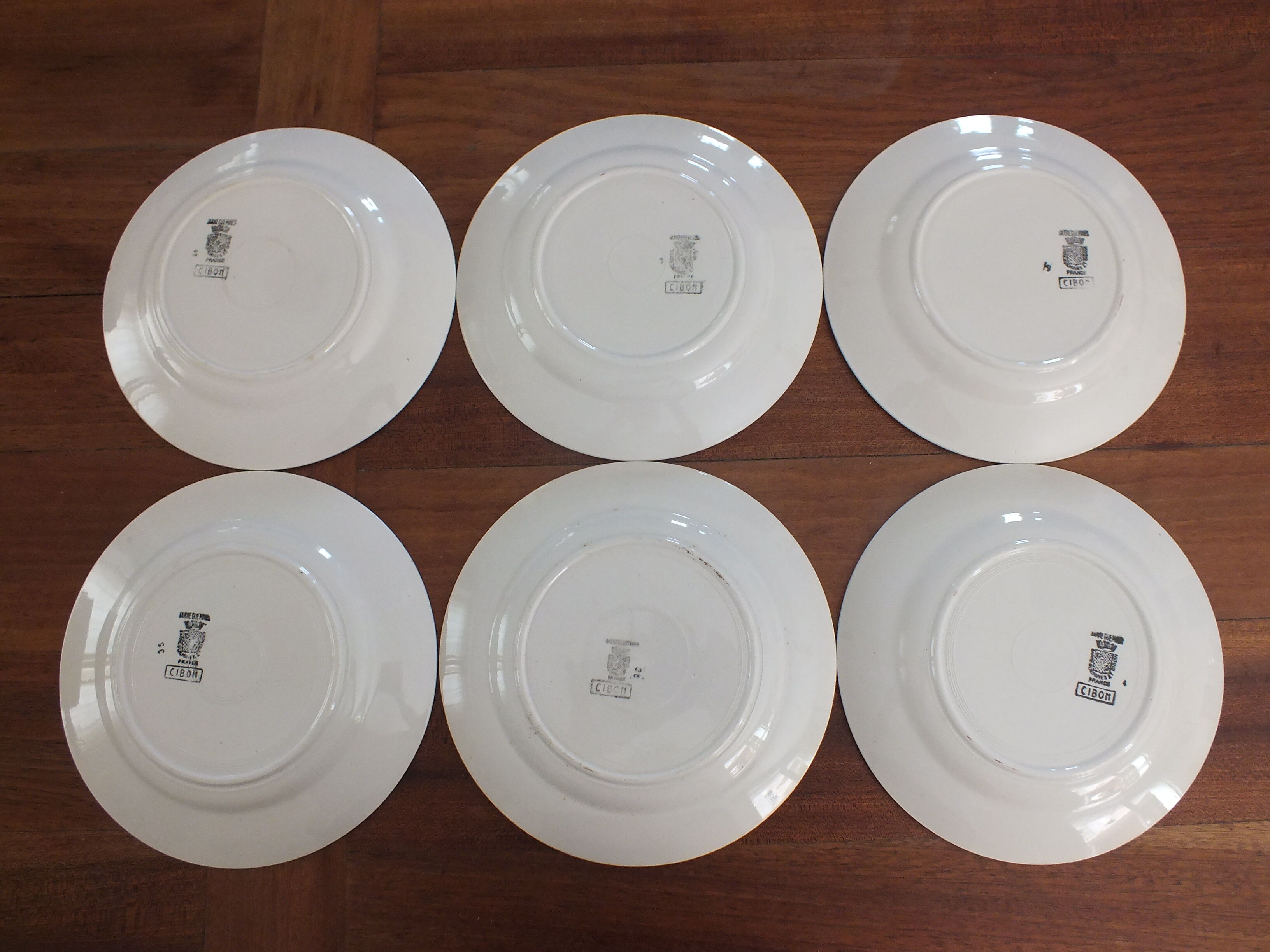 6 flat plates vintage Digoin Sarreguemines model Cibon Lot 5