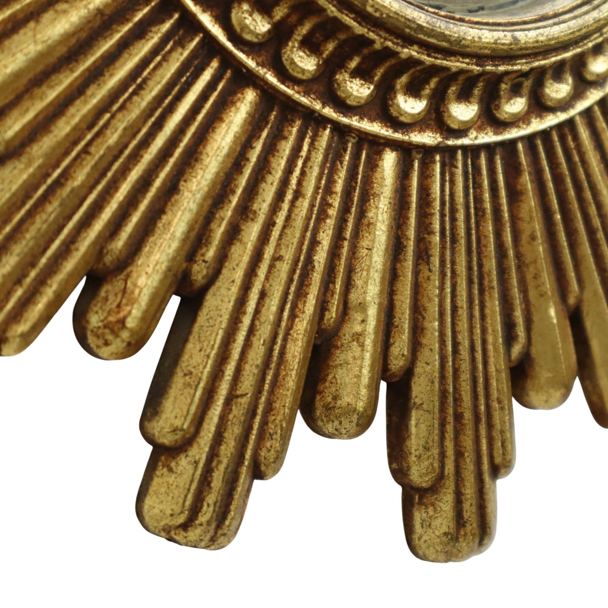 Vintage Sunburst Mirror Gold Convex 24cm