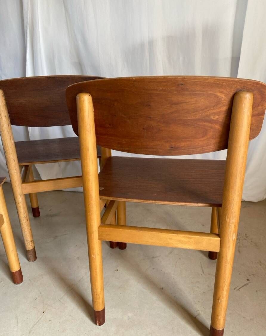 Quatre chaises basses Kvetny et Sonners Stolefabrik Danemark 1960