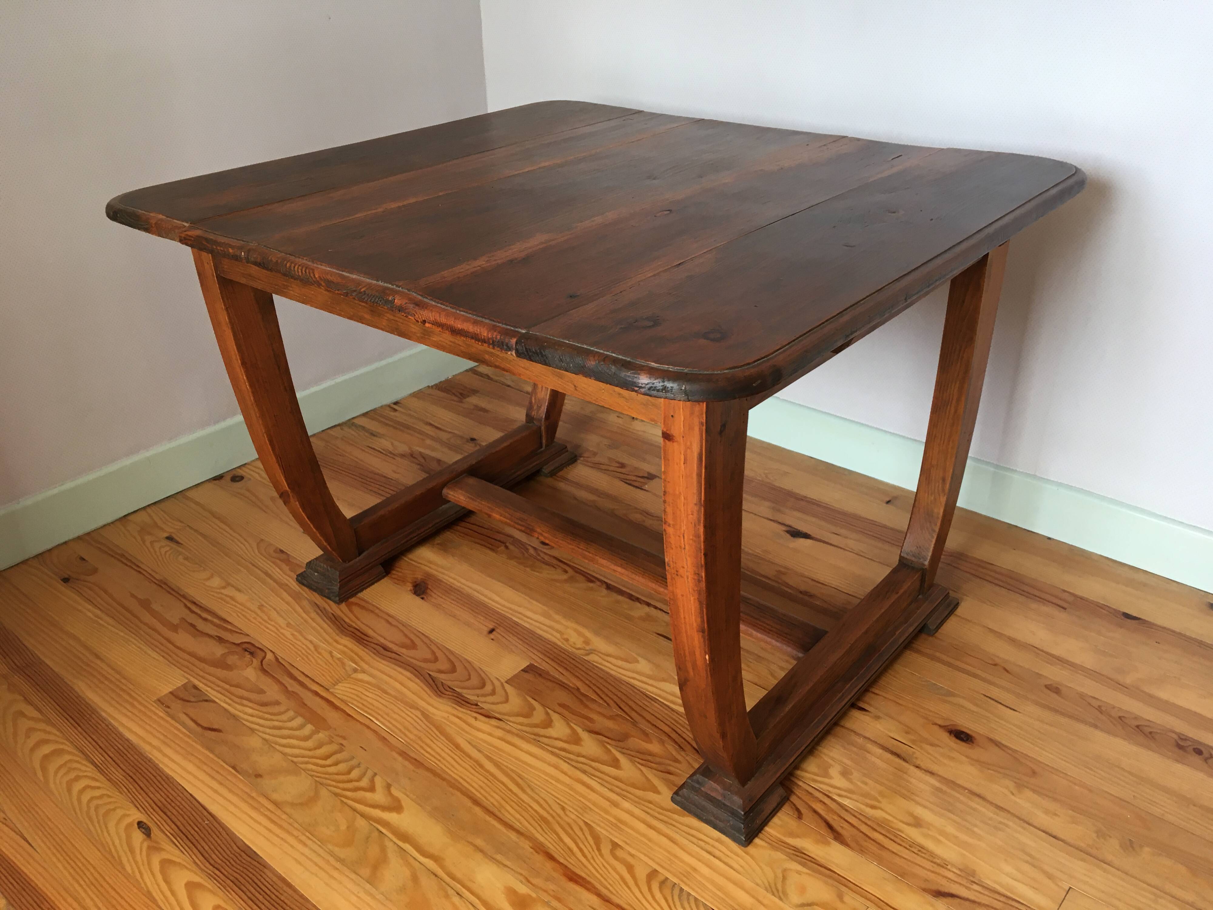 Art Deco extendable desk table with U-shaped base