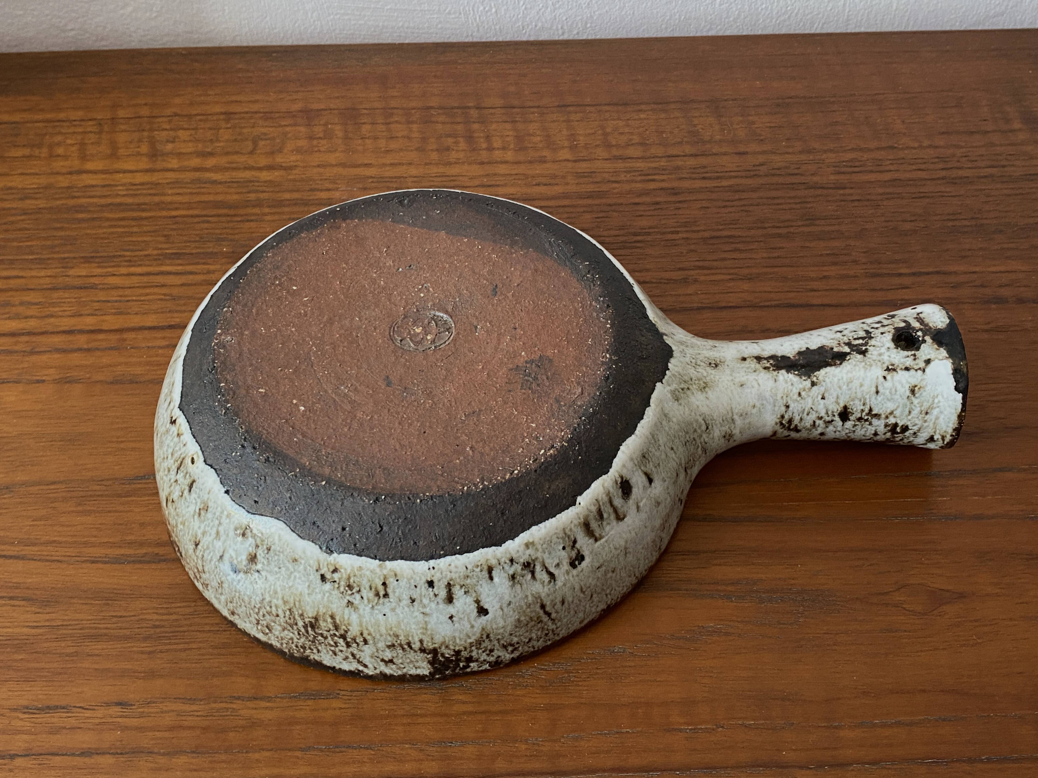 Large ceramic caquelon / saucepan from Vallauris signed MAS