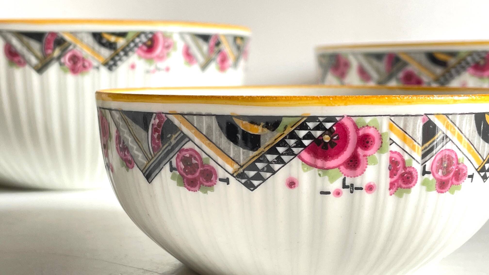 SALAD BOWLS Porcelain MEHUN Art Deco Decor