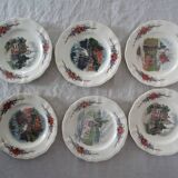 6 plates dessert H.Loux Sarreguemines Obernai
