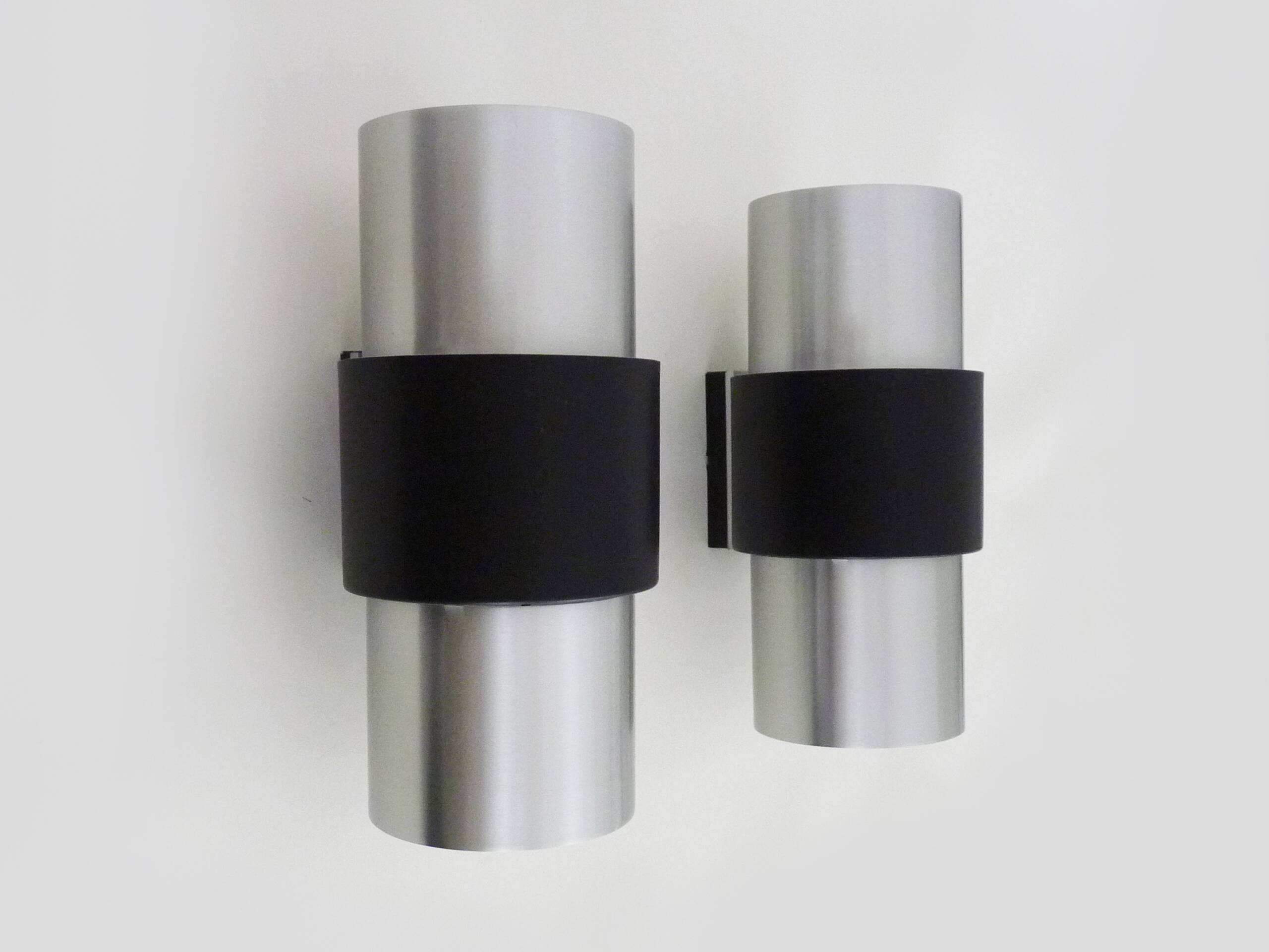 Paire d'appliques murales Philips chromé et noir années 60