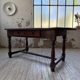 19th century oval solid oak table