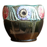 Large Art Deco cachepot in glazed earthenware, Orchies (Moulin des Loups), circa 1925.