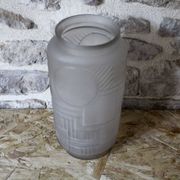 Molded pressed glass vase with geometric decoration Verrerie Legras