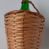 Demijohn green and wicker