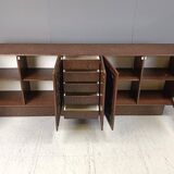 Graphical wengé brutalist credenza, 1970s