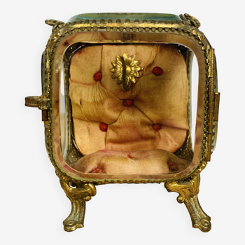 Napoleon III beveled glass metal jewelry box