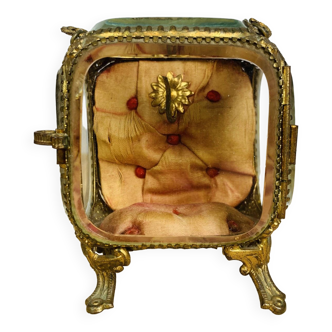 Napoleon III beveled glass metal jewelry box