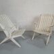 Lot 5 garden armchairs in vintage white wood